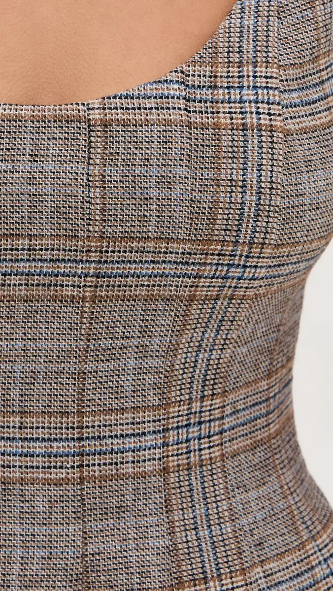 GUIZIO Leila Tartan Mini Dress Green Multi | Thumbnail 6