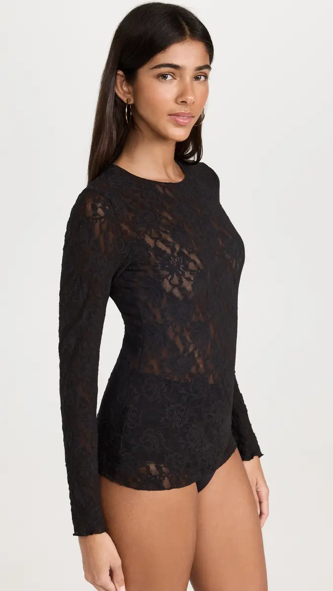 Hanky Panky Signature Lace Unlined Long Sleeve Top | Thumbnail 4 Hanky Panky Signature Lace Unlined Long Sleeve Top | Thumbnail 4