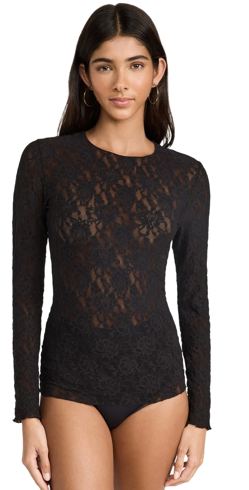 Signature Lace Unlined Long Sleeve Top