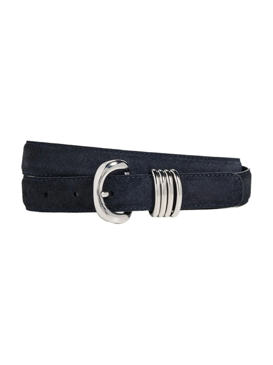 Madewell Metal Keeper Belt In Suede Juniper Berry Suede