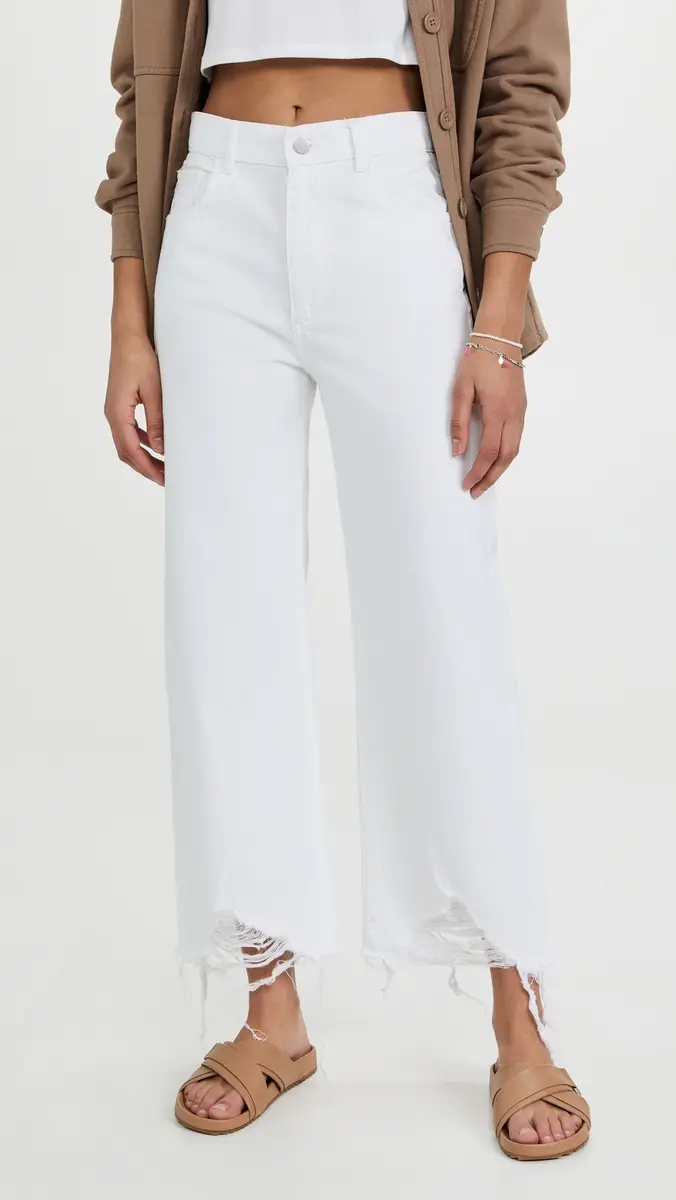DL1961 Hepburn Wide Leg High Rise Jeans White Distressed | Thumbnail 2 DL1961 Hepburn Wide Leg High Rise Jeans White Distressed | Thumbnail 2