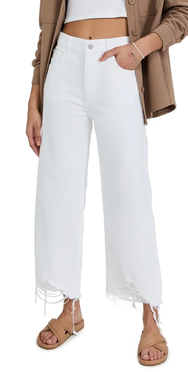 DL1961 Hepburn Wide Leg High Rise Jeans White Distressed | Image 1 DL1961 Hepburn Wide Leg High Rise Jeans White Distressed | Image 1