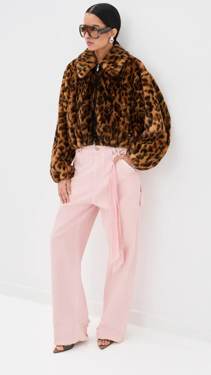 DARKPARK Lisa Silk Scarf Adorned Loose Fit Carpenter Jeans Pink | Thumbnail 5