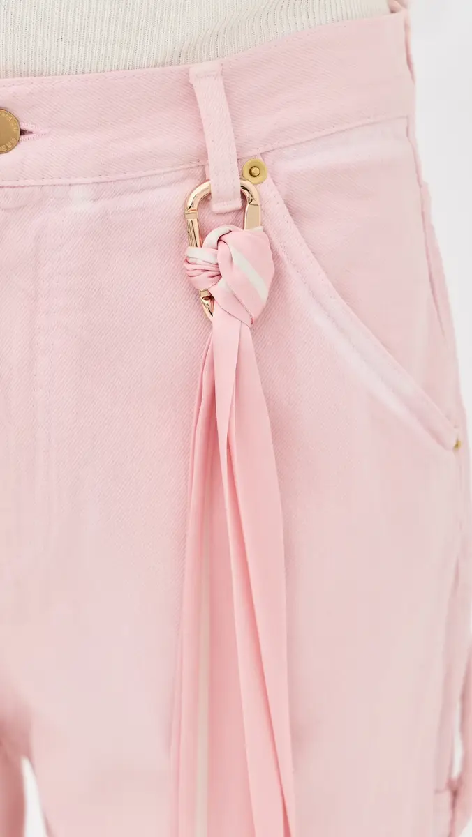 DARKPARK Lisa Silk Scarf Adorned Loose Fit Carpenter Jeans Pink | Thumbnail 6