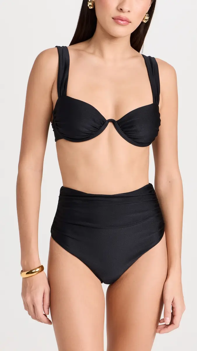 Simkhai Teya High Waisted Ruched Bikini Bottoms | Thumbnail 4