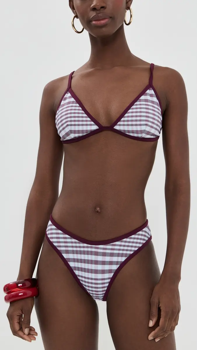 Good American Plaid Good 90s Bikini Bottoms Fig Plaid | Thumbnail 4