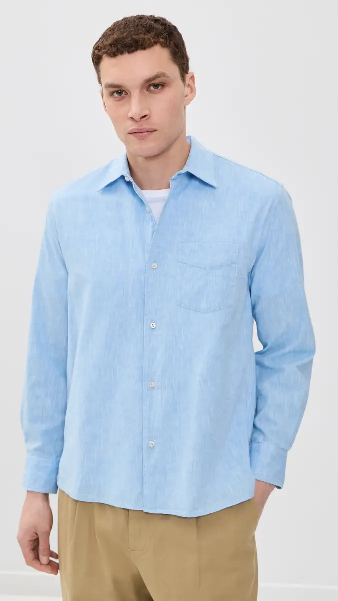 OFFICINE GÉNÉRALE Cotton Button Up Shirt Dream Blue | Thumbnail 2 OFFICINE GÉNÉRALE Cotton Button Up Shirt Dream Blue | Thumbnail 2