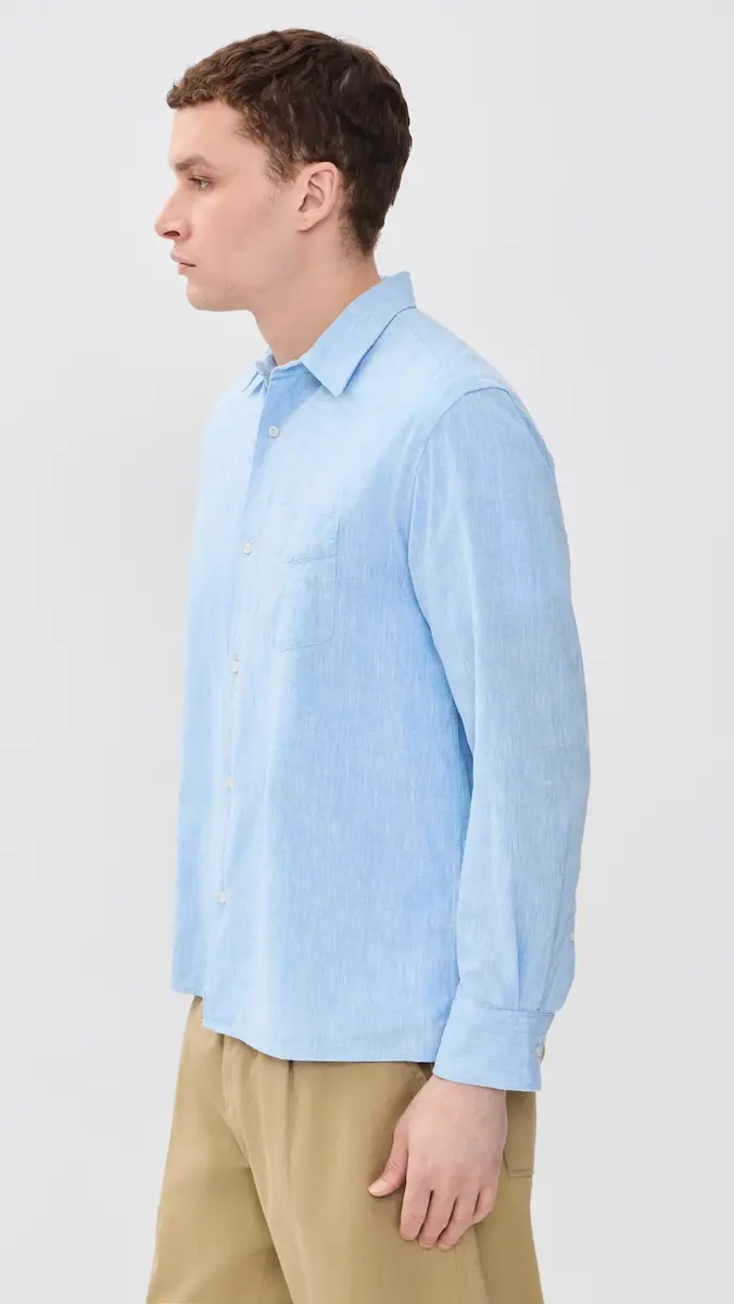OFFICINE GÉNÉRALE Cotton Button Up Shirt Dream Blue | Thumbnail 4 OFFICINE GÉNÉRALE Cotton Button Up Shirt Dream Blue | Thumbnail 4