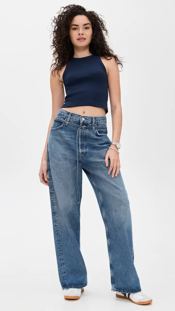 Sold Out NYC The Cropped Not So Basic Tank in Navy Navy | Thumbnail 5