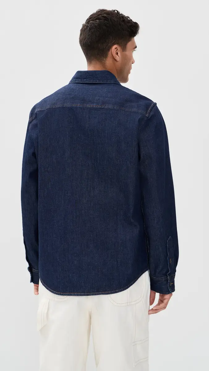 AMI Raw Indigo Denim Shirt Indigo | Thumbnail 3