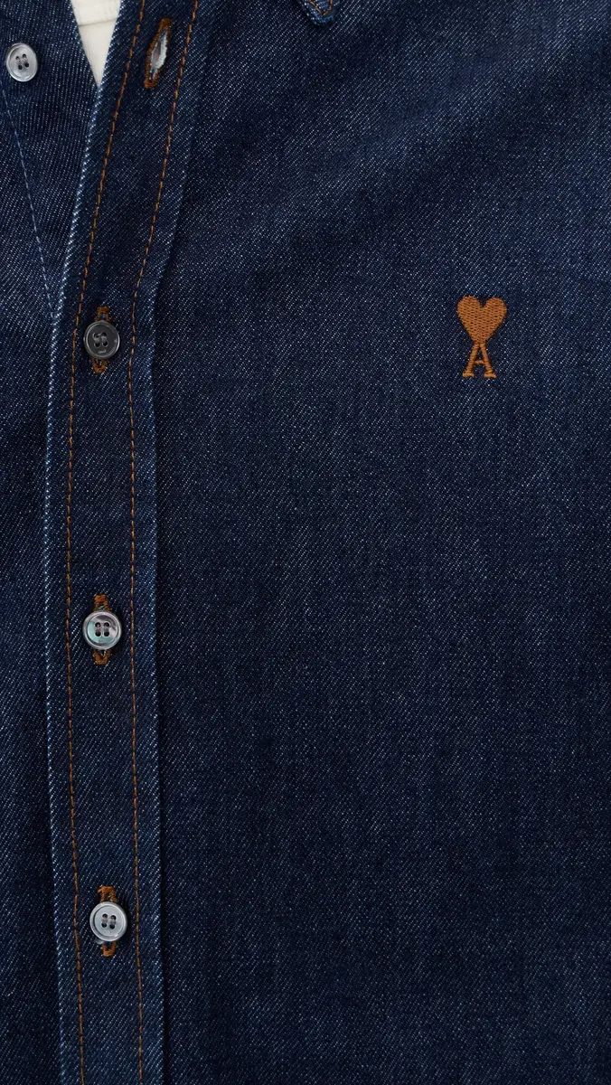 AMI Raw Indigo Denim Shirt Indigo | Thumbnail 6