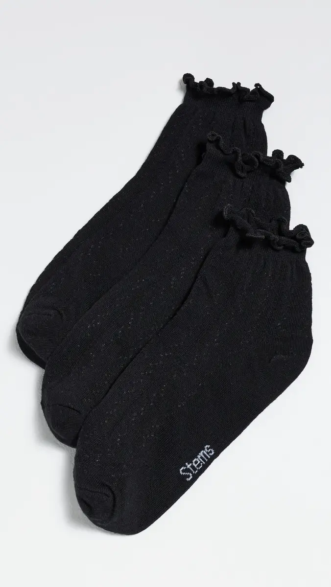 Stems Pointelle Mid Crew Socks 3 Pack | Thumbnail 2