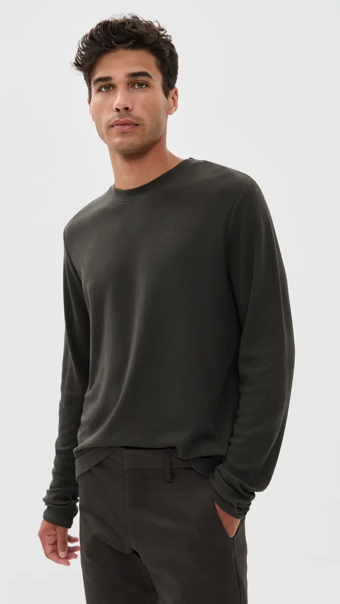 NN07 Clive Waffle Knit Tee Dark Army | Thumbnail 2