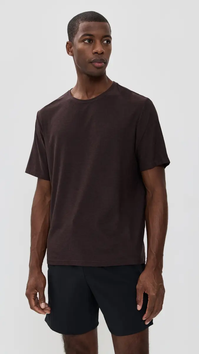 Beyond Yoga Always Beyond Crew Tee 2.0 Dark Chocolate Heather | Thumbnail 2 Beyond Yoga Always Beyond Crew Tee 2.0 Dark Chocolate Heather | Thumbnail 2