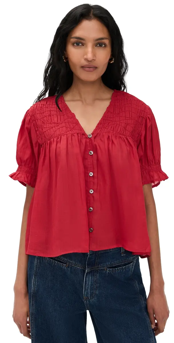 Sea Imogen Solid Short Sleeve Top Red | Image 1 Sea Imogen Solid Short Sleeve Top Red | Image 1