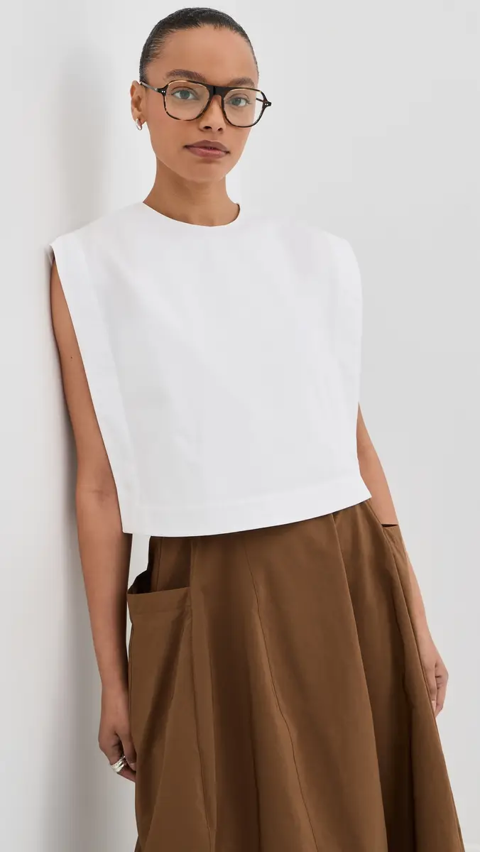 Tibi Cropped Square Blouse White | Thumbnail 2 Tibi Cropped Square Blouse White | Thumbnail 2