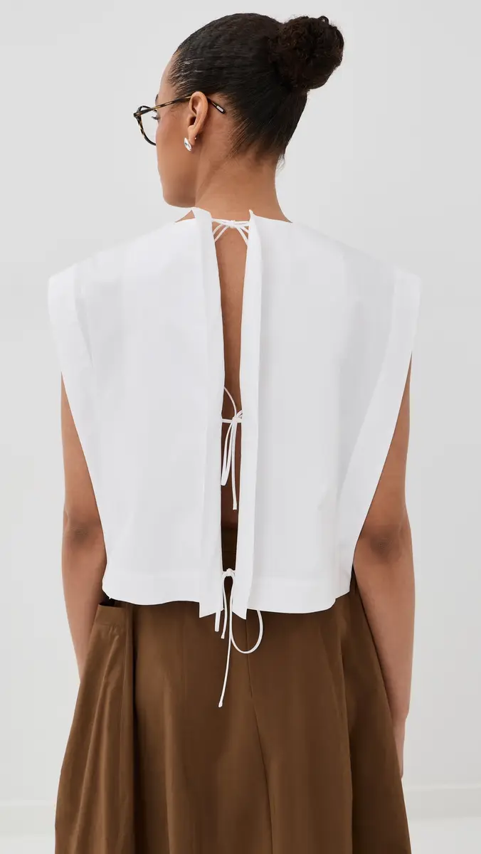 Tibi Cropped Square Blouse White | Thumbnail 3 Tibi Cropped Square Blouse White | Thumbnail 3
