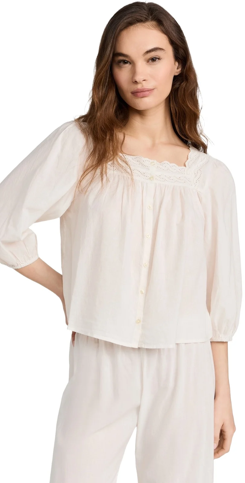 THE GREAT. The Eyelet Button Sleep Top THE GREAT. The Eyelet Button Sleep Top