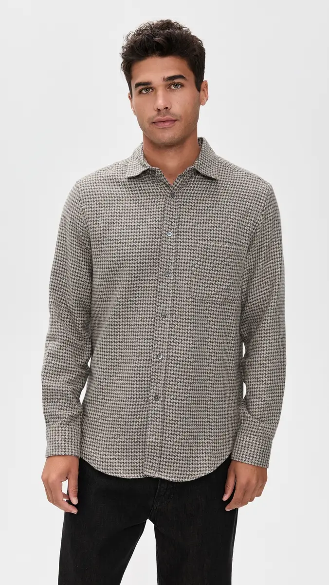Portuguese Flannel Abstract Pied Poule Button Down Shirt | Thumbnail 2 Portuguese Flannel Abstract Pied Poule Button Down Shirt | Thumbnail 2