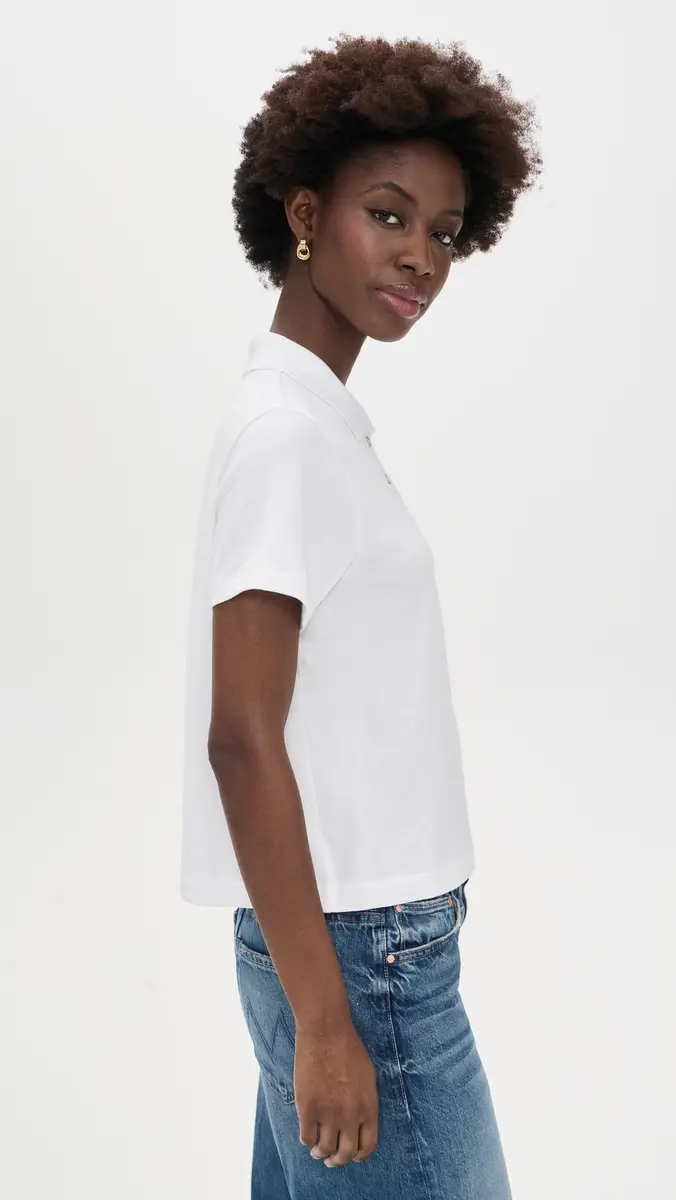 Vince Cropped Pocket Polo Optic White | Thumbnail 4