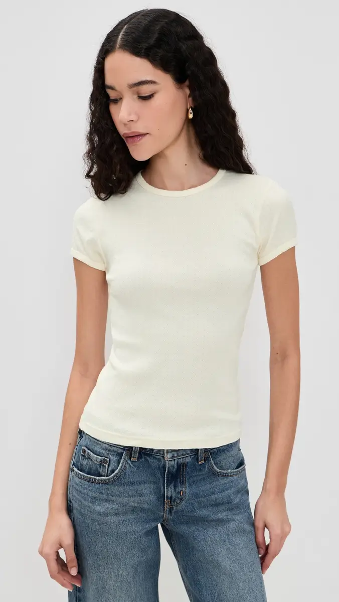 DONNI. DONNI. The Pointelle Baby Tee | Thumbnail 2