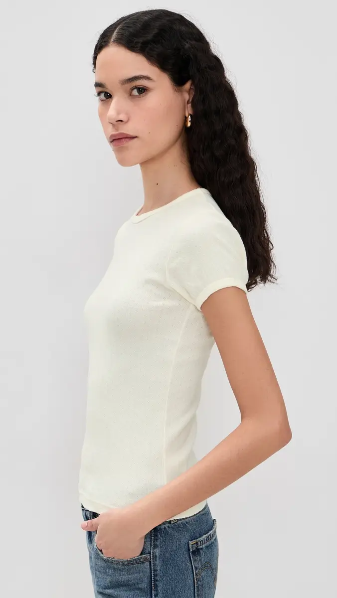DONNI. DONNI. The Pointelle Baby Tee | Thumbnail 4