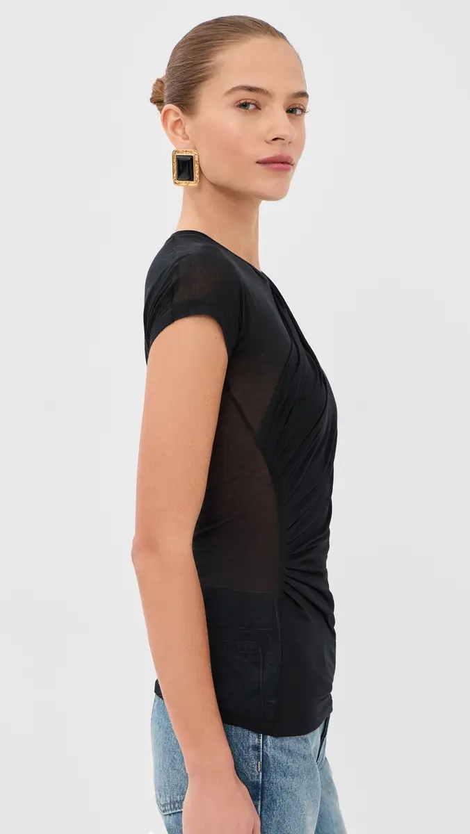 Balmain See Through Draped Jersey Top Black | Thumbnail 4 Balmain See Through Draped Jersey Top Black | Thumbnail 4