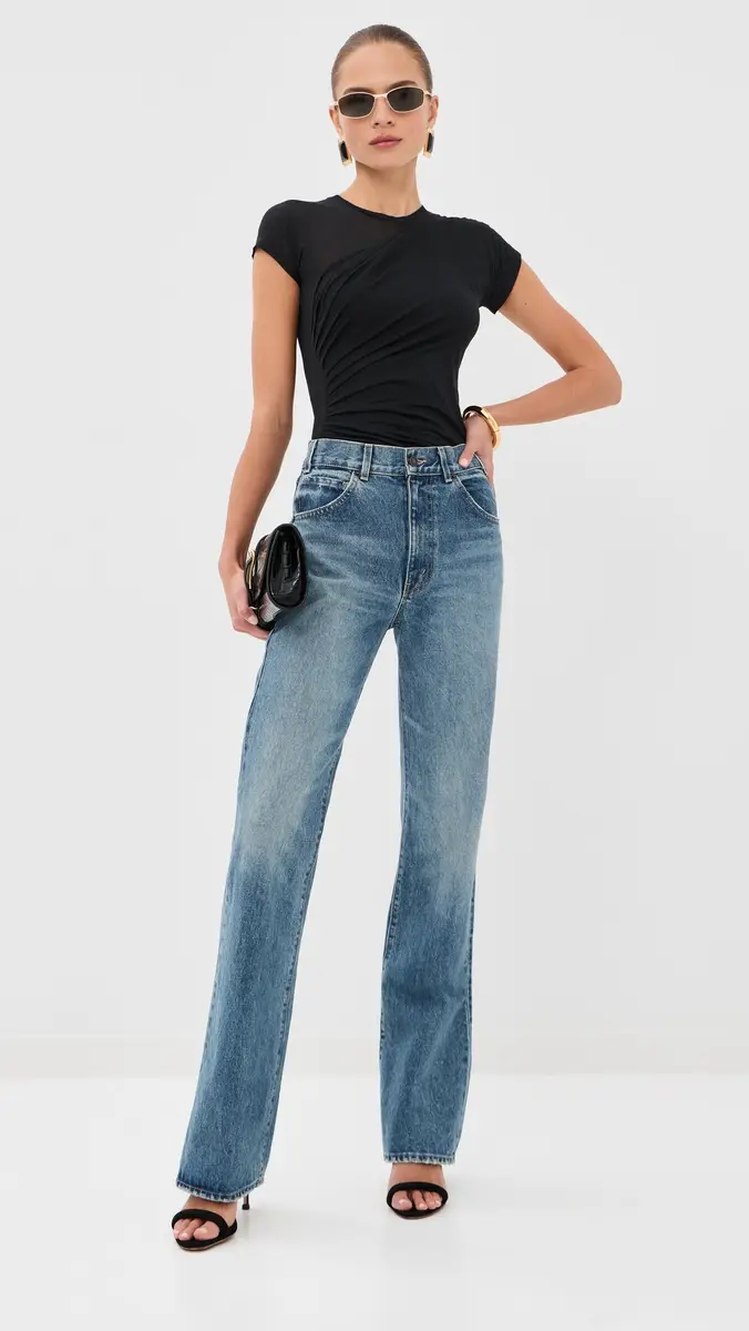 Balmain See Through Draped Jersey Top Black | Thumbnail 5 Balmain See Through Draped Jersey Top Black | Thumbnail 5