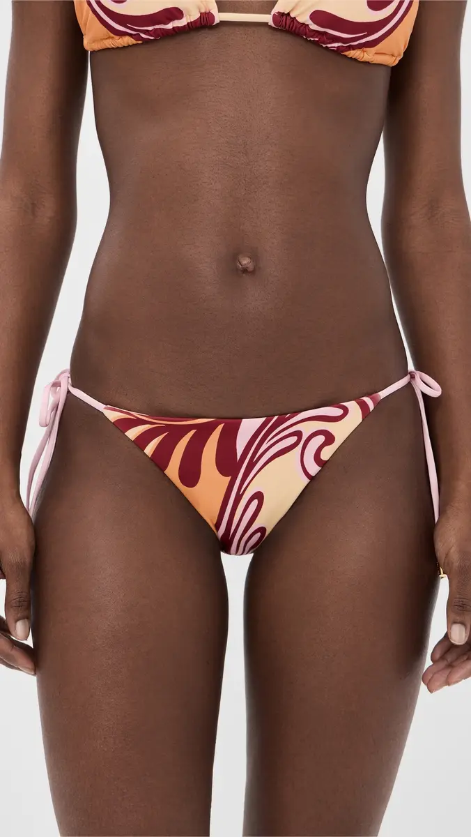 Farm Rio Arabesc Soft Yellow Tie Side Bikini Bottoms | Thumbnail 2