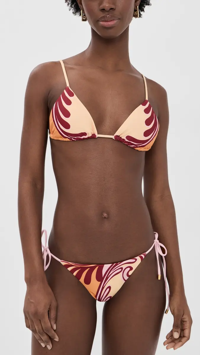 Farm Rio Arabesc Soft Yellow Tie Side Bikini Bottoms | Thumbnail 4