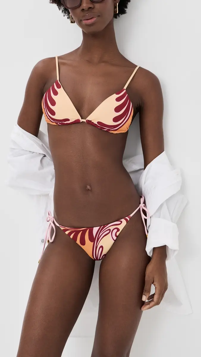 Farm Rio Arabesc Soft Yellow Tie Side Bikini Bottoms | Thumbnail 5