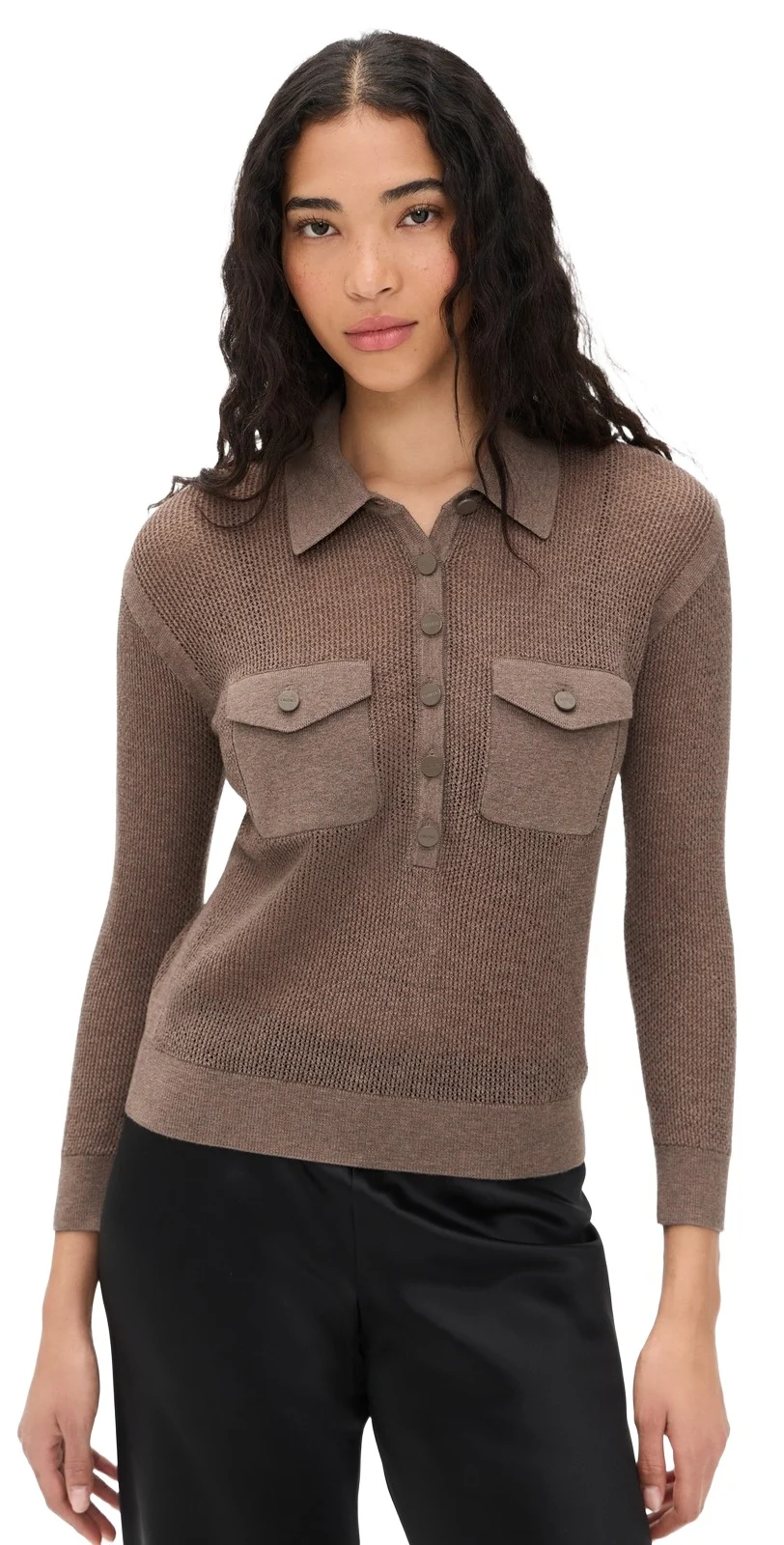 L'Agence Carine Pointelle Collared Sweater