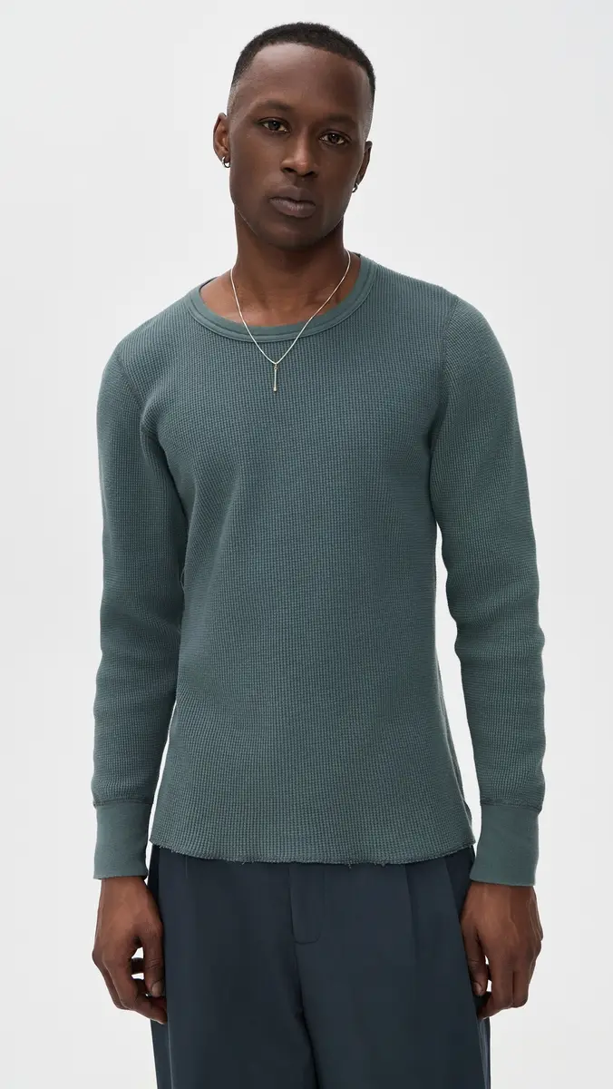 Aaron Levine Thermal ong Sleeve Shirt Slate | Thumbnail 2 Aaron Levine Thermal ong Sleeve Shirt Slate | Thumbnail 2