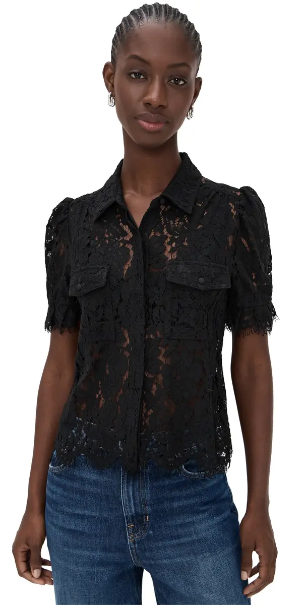 Generation Love ina Lace Shirt Black | Image 1 Generation Love ina Lace Shirt Black | Image 1