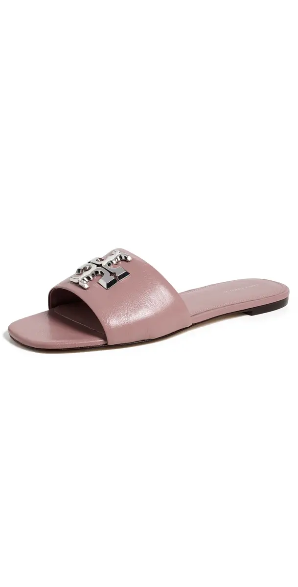Tory Burch Eleanor Slides Light Mauve/Silver | Image 1 Tory Burch Eleanor Slides Light Mauve/Silver | Image 1