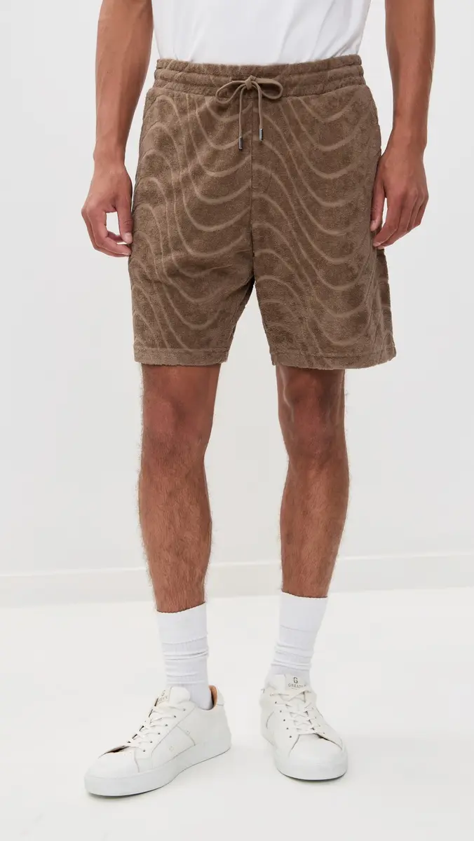 Frescobol Carioca Augusto Cotton Blend Fibra Jacquard Shorts 8 Khaki | Thumbnail 2
