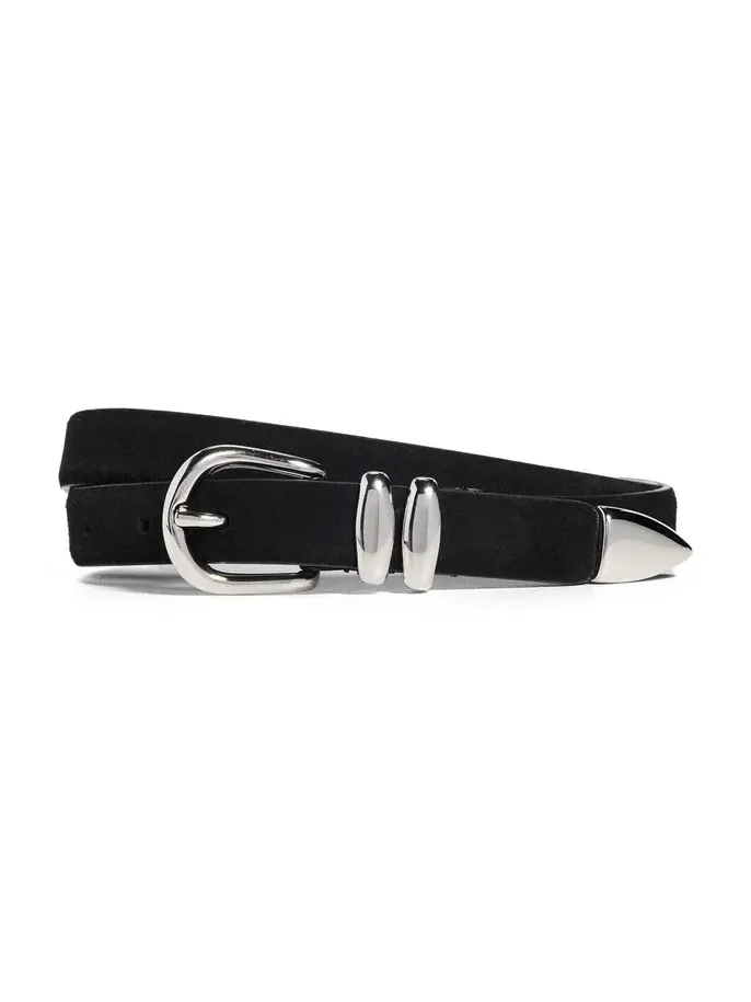 Skinny Double Fastener Leather Belt