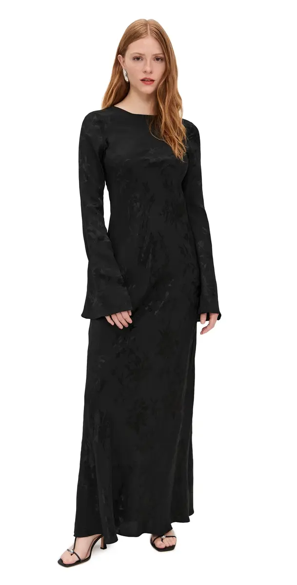 Hemant & Nandita Back Ties Maxi Dress Black | Image 1 Hemant & Nandita Back Ties Maxi Dress Black | Image 1