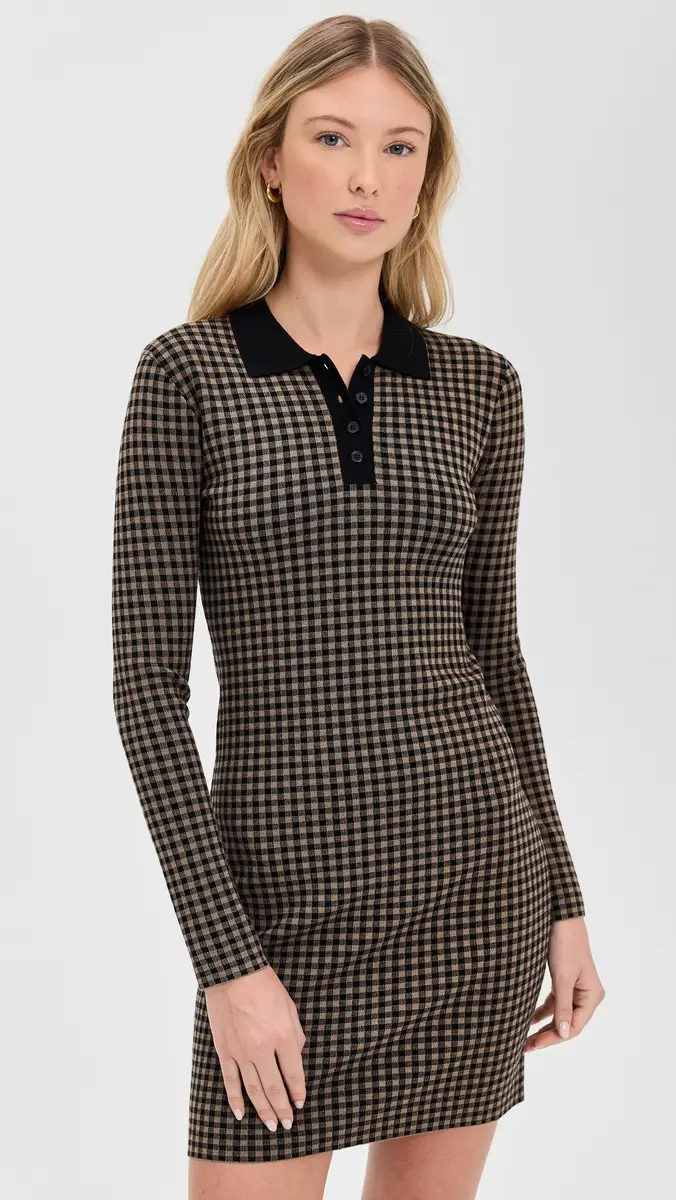 LE BOP Gingham Knit Polo Mini Dress | Thumbnail 2 LE BOP Gingham Knit Polo Mini Dress | Thumbnail 2