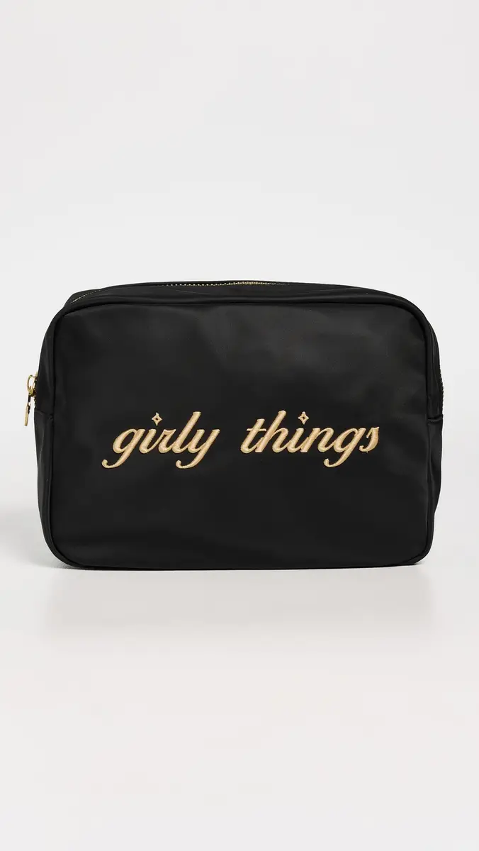 Stoney Clover Lane Girly Things Embroidered Large Pouch Noir One Size | Thumbnail 2