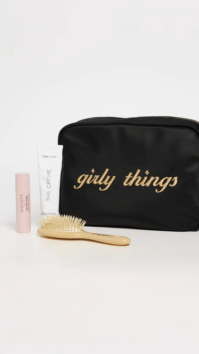 Stoney Clover Lane Girly Things Embroidered Large Pouch Noir One Size | Thumbnail 4