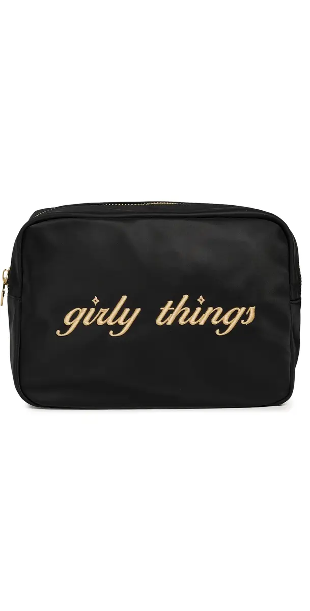 Girly Things Embroidered Large Pouch Noir One Size Girly Things Embroidered Large Pouch Noir One Size