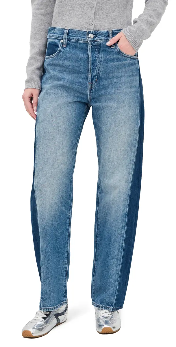 Madewell Pieced Barrel-Leg Jeans in Linden Wash Linden Wash | Image 1 Madewell Pieced Barrel-Leg Jeans in Linden Wash Linden Wash | Image 1