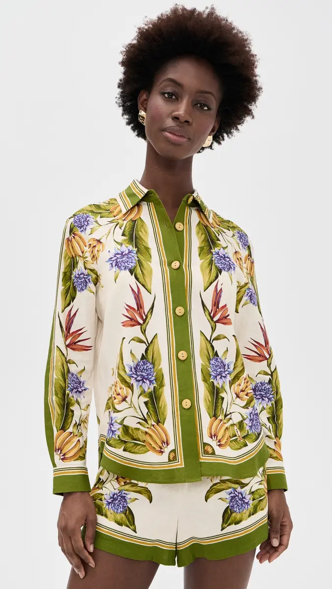 FARM Rio Tropical Linen Top Tropical Scarf Sand | Thumbnail 2