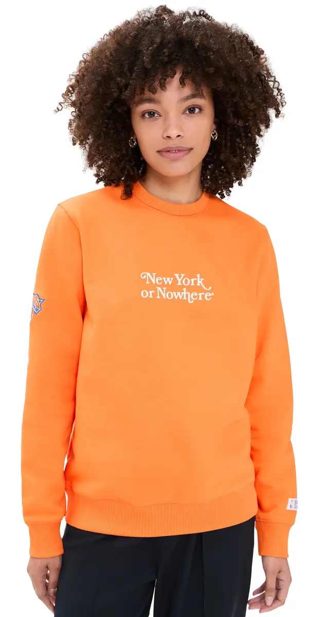 New York or Nowhere Knicks Classic Crewneck weatshirt Orange Garment Dyed | Image 1 New York or Nowhere Knicks Classic Crewneck weatshirt Orange Garment Dyed | Image 1