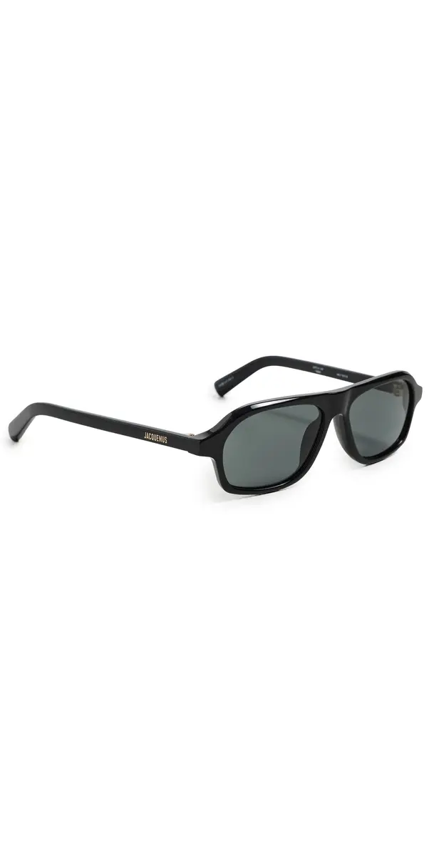 Jacquemus The Becane Sunglasses Black/Light Gold/Grey One Size | Image 1 Jacquemus The Becane Sunglasses Black/Light Gold/Grey One Size | Image 1