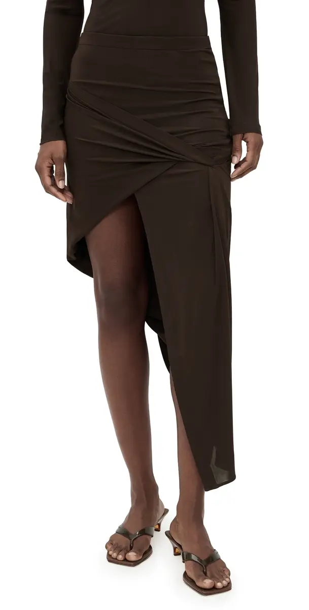 Helmut Lang Twisted Drape Skirt Bistre | Image 1 Helmut Lang Twisted Drape Skirt Bistre | Image 1