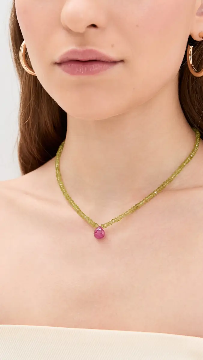 JIA JIA 14k Peridot Ruby Teardrop Necklace | Thumbnail 3
