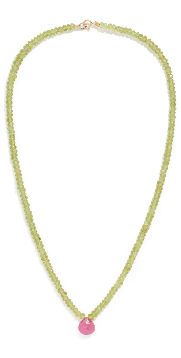 JIA JIA 14k Peridot Ruby Teardrop Necklace