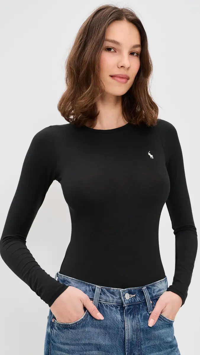 Polo Ralph Lauren Long Sleeve Thong Bodysuit Onyx | Thumbnail 2 Polo Ralph Lauren Long Sleeve Thong Bodysuit Onyx | Thumbnail 2